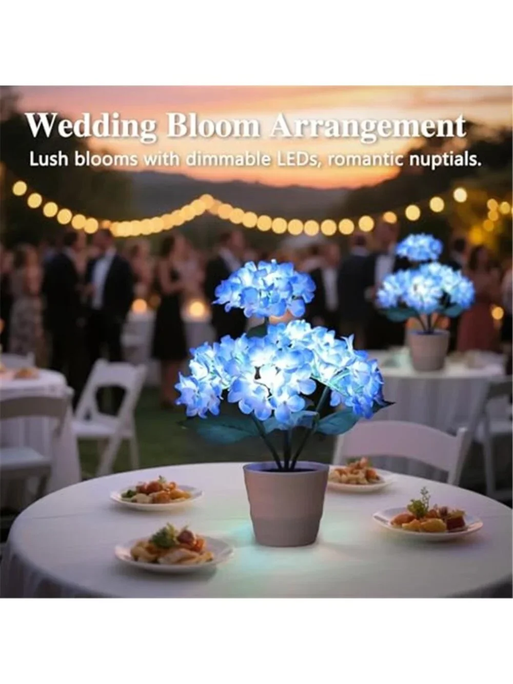 Blue hydrangea LED flower lamp battery operated night light home decor gift